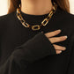 Sexy Personality Leopard Print Metal Buckle Stitching Necklace Women's Trendy Geometric Single Layer Clavicle Necklace