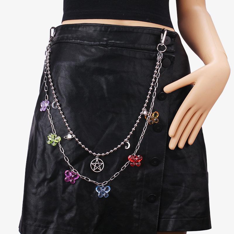 Jewelry ins 1 metal thick chain trend accessories pants chain fashion acrylic butterfly decoration