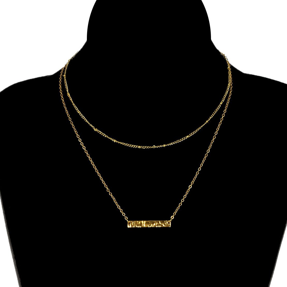 Jewelry Irregular One-word Horizontal Strip Pendant Necklace Women's Double Bead Chain Necklace Clavicle Chain