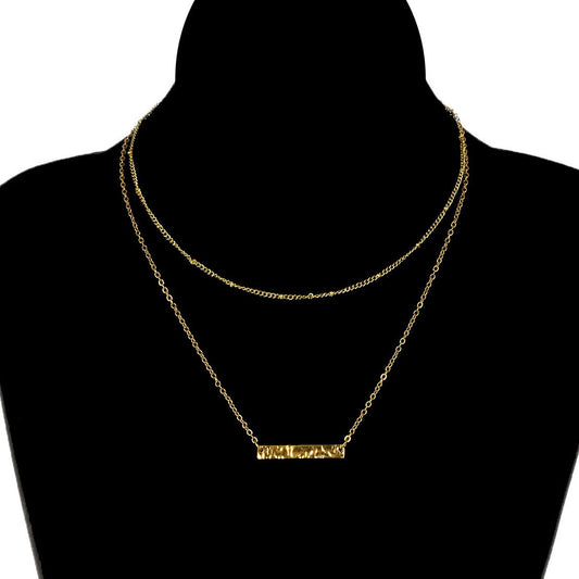 Jewelry Irregular One-word Horizontal Strip Pendant Necklace Women's Double Bead Chain Necklace Clavicle Chain