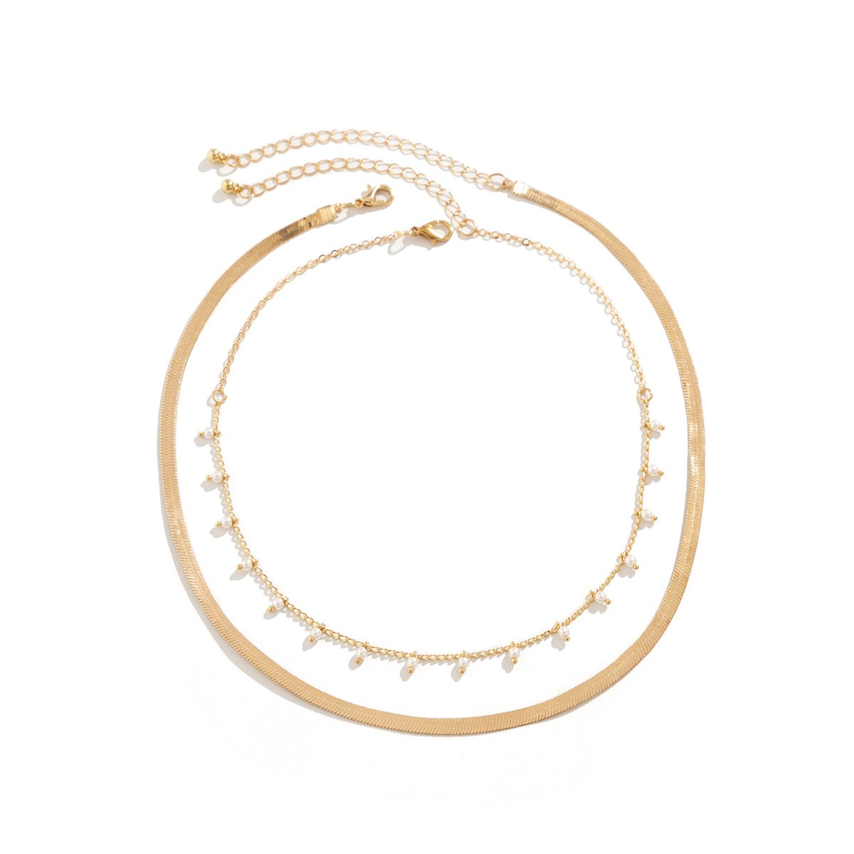 Jewelry cold snake bone chain necklace creative temperament imitation pearl tassel double layer necklace female