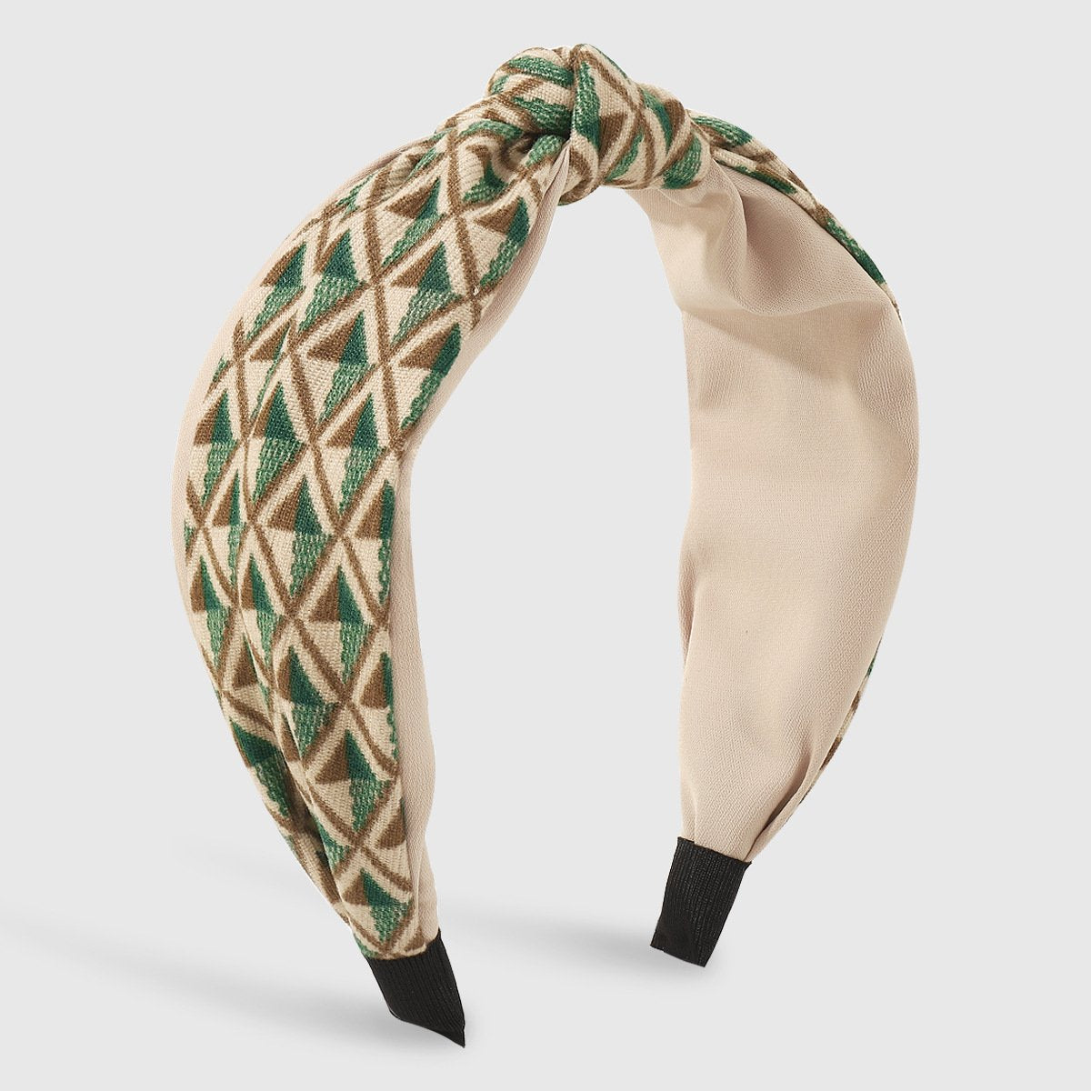 F555 Simple niche fabric knotted wide-brimmed hair hoop diamond-shaped lattice small fresh color contrast retro temperament head hoop