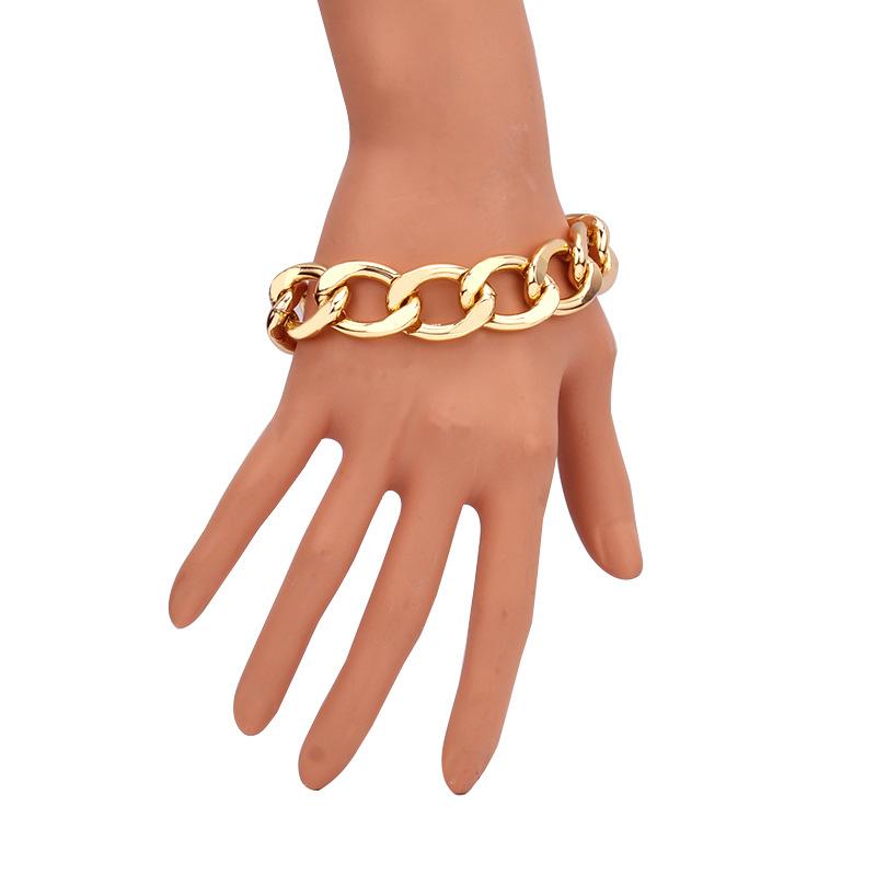 Jewelry Punk Exaggerated Metal Geometric Hollow Hand Decoration Fashion Trend Single Layer Thick Chain Bracelet