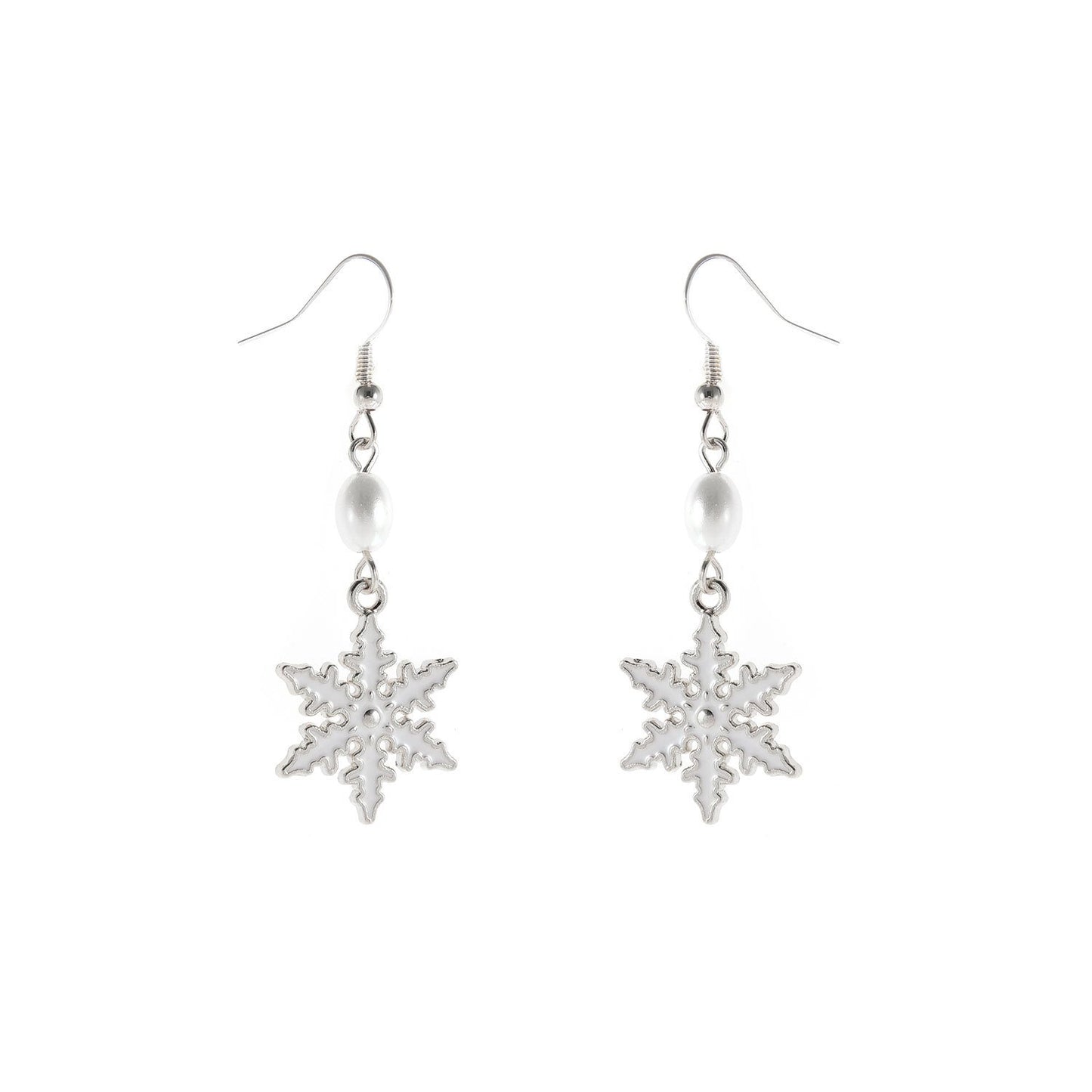 Jewelry White Pearl Snowflake Stud Earrings Ladies Christmas Gift Earrings Earrings
