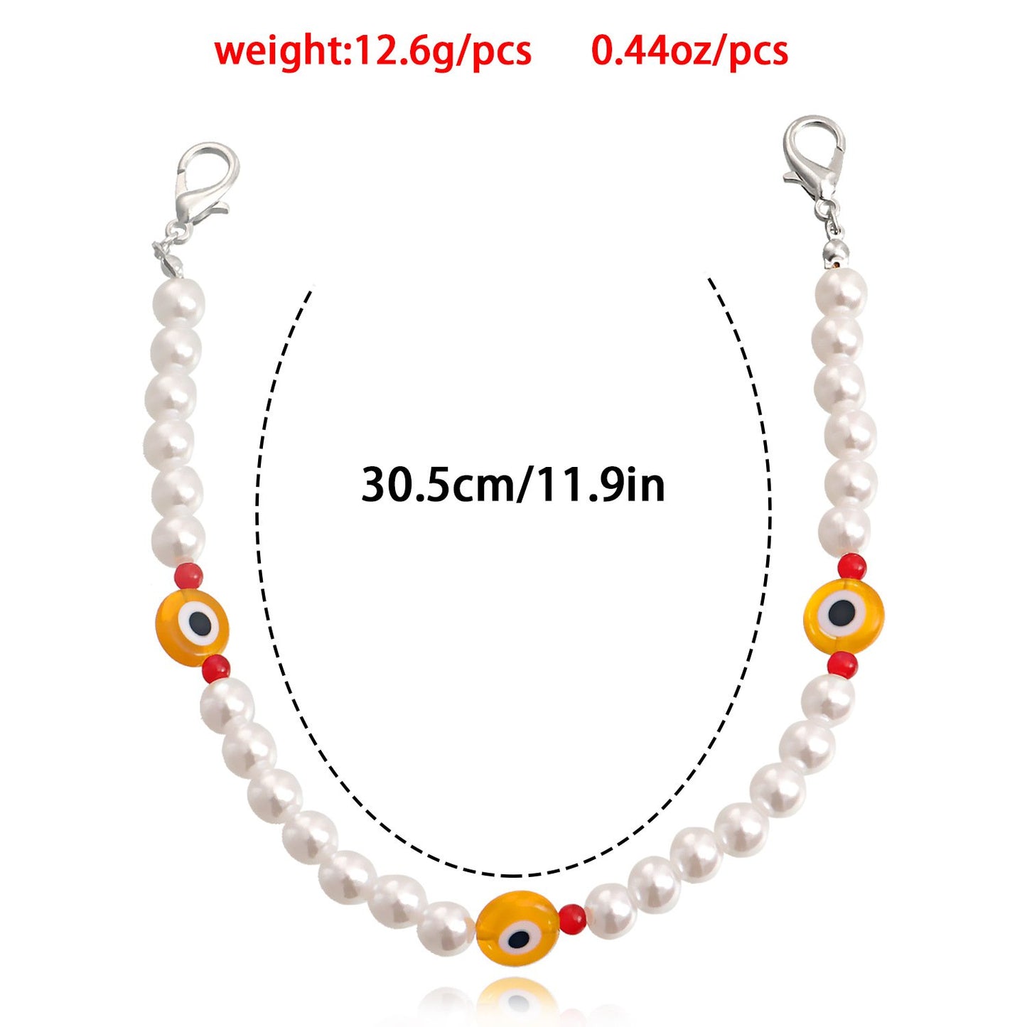 Accessories trend hip-hop devil's eye shoe chain women's imitation pearl niche design single-layer shoe accessories