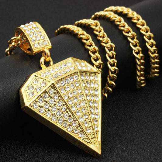 Fashion creative full diamond pendant diamond hiphop hip hop necklace electroplating jewelry