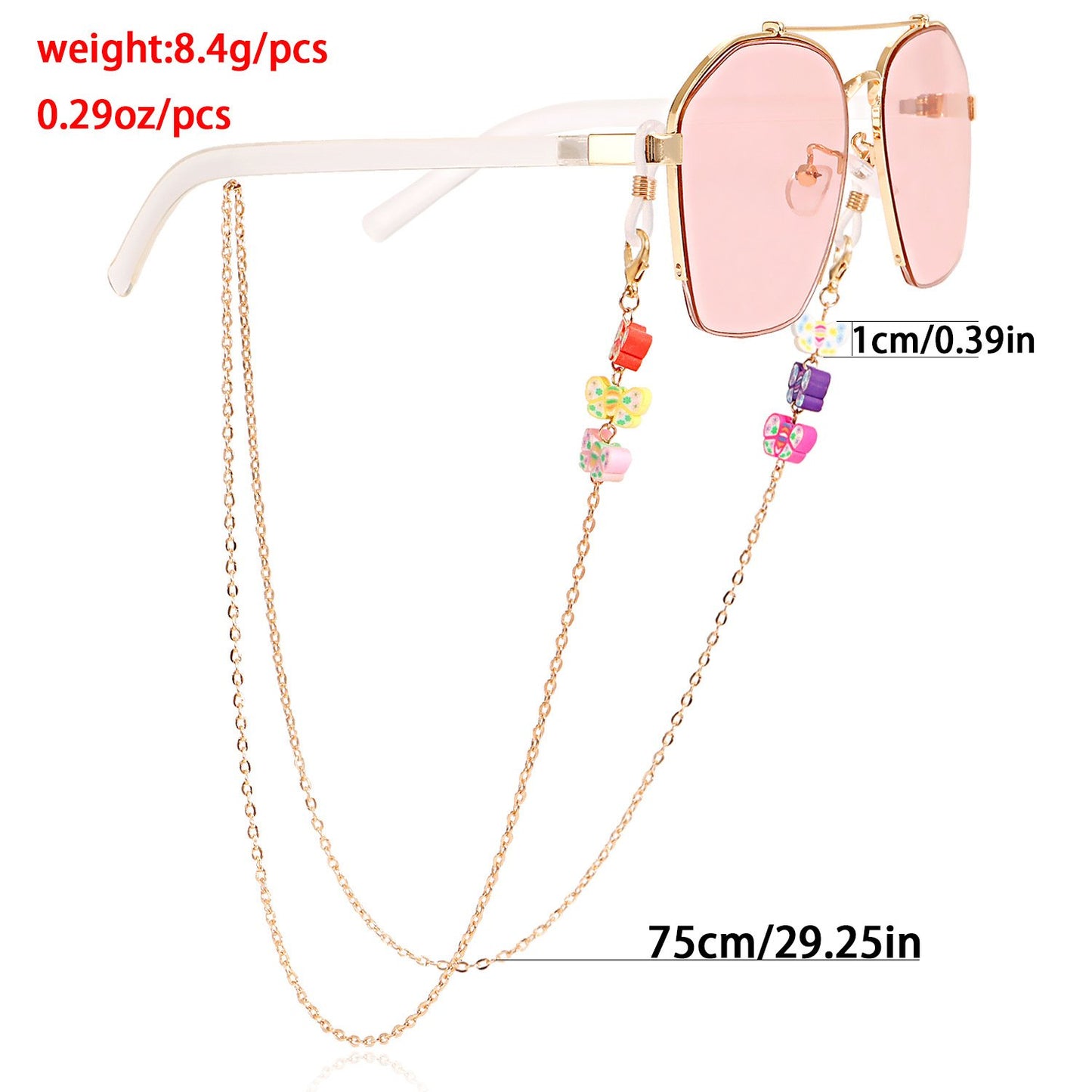 Colorful mask hanging chain Glasses hanging chain soft pottery flower butterfly glasses chain mask chain