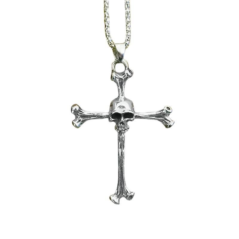 Men's Skull Personality Pendant Necklace Cross Religion Punk Hip Hop Ghost Skull Jewelry