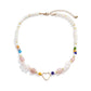 Jewelry Retro Stitching Flower Necklace Temperament Single-layer Mix and Match Multiple Heart-shaped Gravel Necklace Female