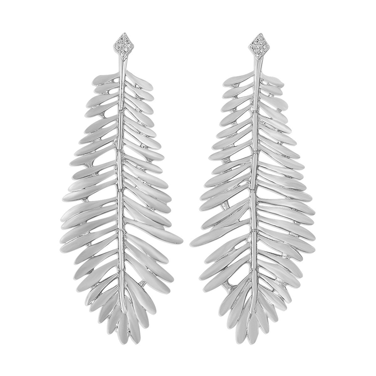 E1414 Simple Metal Earrings Creative Hollow Feather Leaf Earrings Cold Personality Earrings