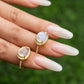 Jewelry simple cold geometric moonstone ring set female personality bat micro-inlaid ring