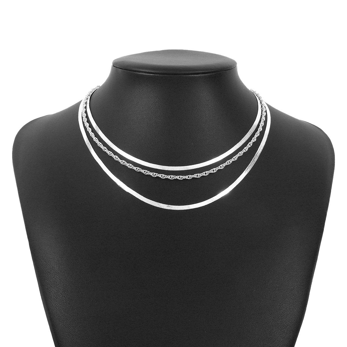 N1142 Simple multi-layer snake bone necklace retro punk metal necklace cold geometric temperament necklace