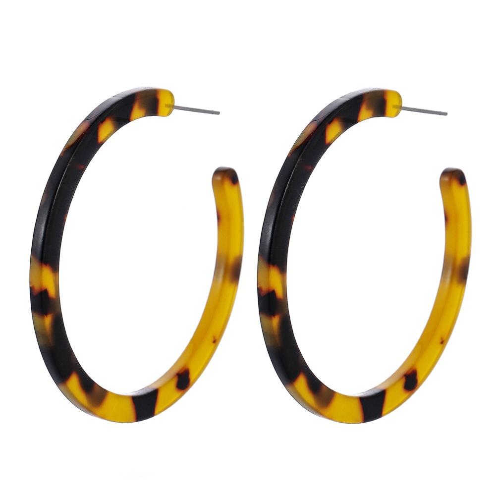 Exaggerated leopard print c-shaped acrylic plate earrings simple and versatile retro earrings women's accessories