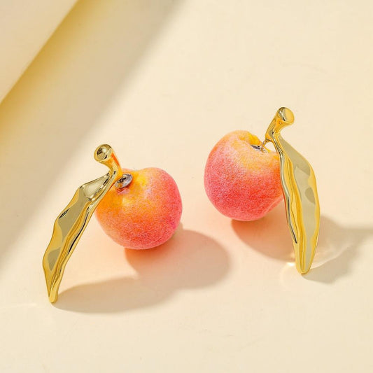 Fashion Peach Yang Mi same style earrings pink and tender fruit peach girl earrings Chunna jewelry