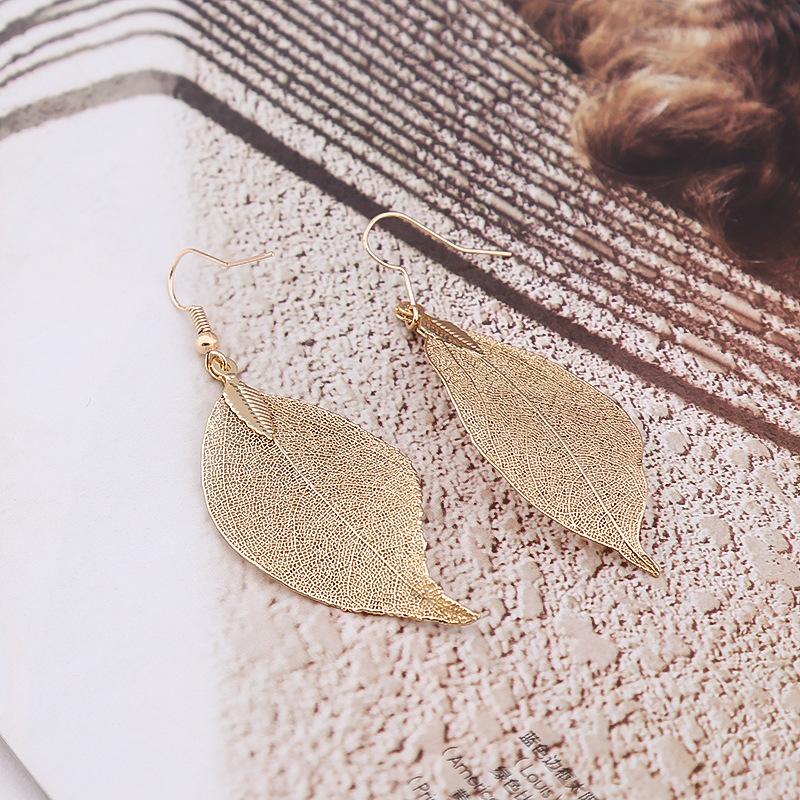 Creative Earrings Simple Leaf Exaggerated Earrings Leaf Plating Ear Jewelry