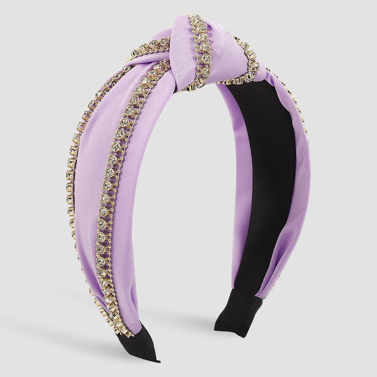 F5149 Creative Personality Rhinestone Knotted Headband Retro Elegant Temperament Pure Color Sweet Fashion Headband