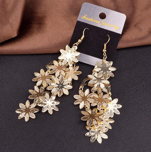 Multi-layer snow and ice flower piece ladies earrings vintage all-match earrings