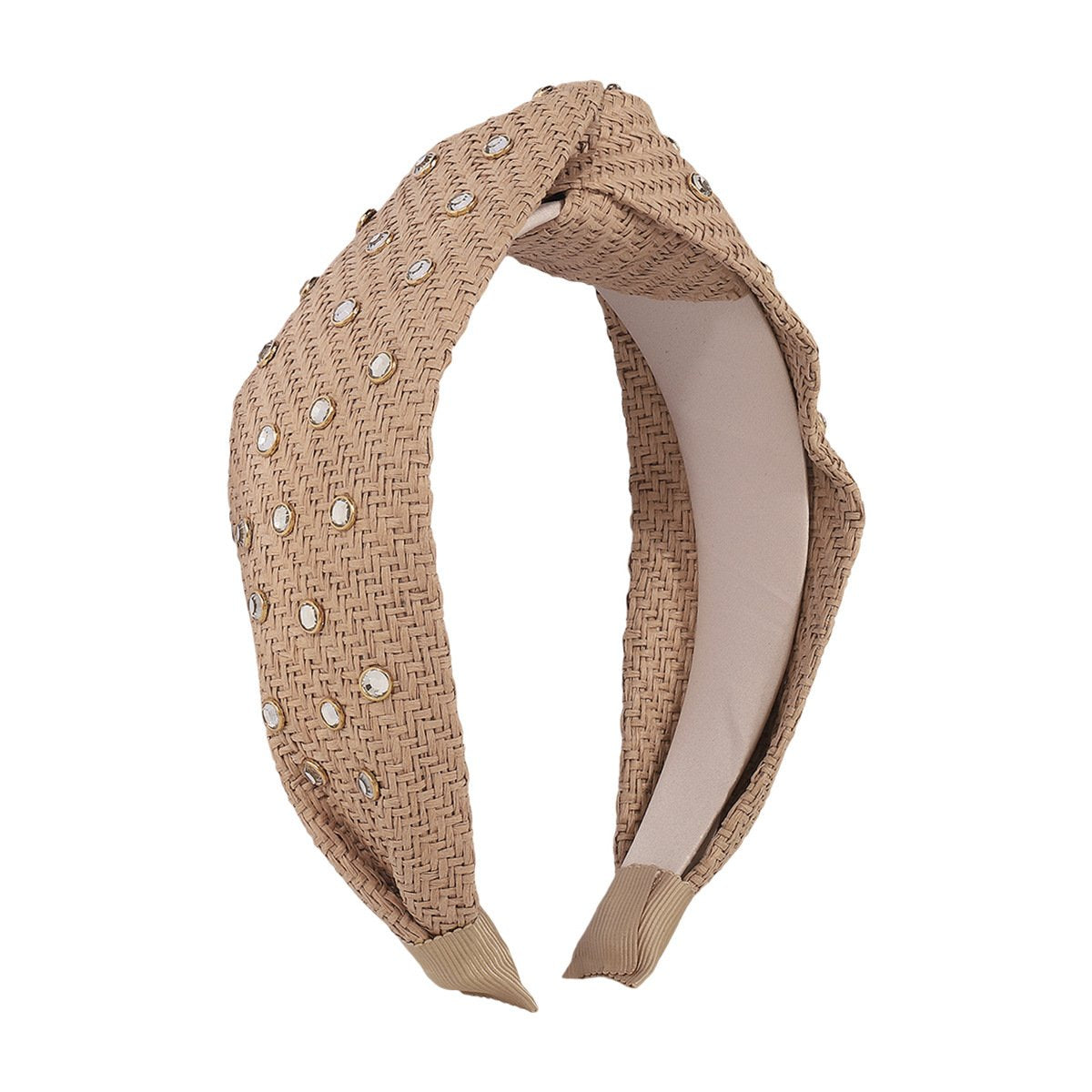 F459 Leisure vacation hair hoop straw braided wide-brimmed fashion geometric head hoop Internet celebrity knotted hair accessories for adults