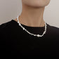 Jewelry Broken Silver Geometric Irregular Pearl Pendant Necklace Clavicle Chain Personality Trendy Cool Necklace