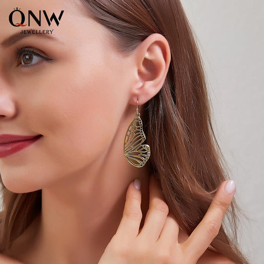 Ins Hollow Butterfly Earrings Retro Fashion Personality Exaggerated Metal Old Butterfly Wing Earrings Female