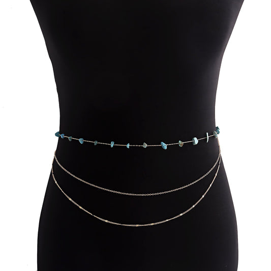 Jewelry bohemia natural color turquoise waist chain body accessories female waistchain