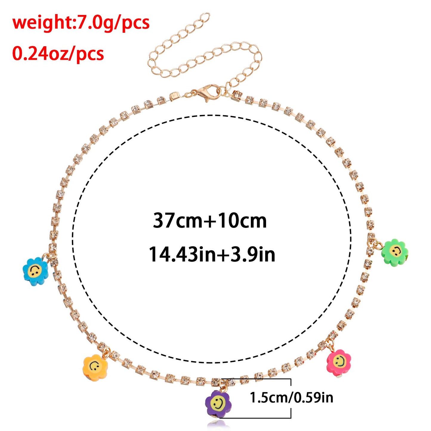 Jewelry ins diamond claw chain colorful flower necklace female choker advanced simple necklace