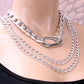 Jewelry Punk Geometric Thick Chain Clavicle Necklace Female Hip Hop Trend Metal Keychain Necklace