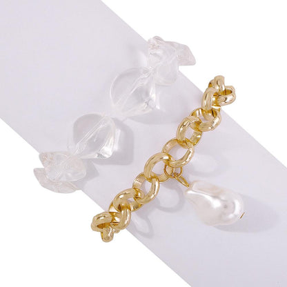 B1282 Jewelry Chain Retro Jewelry Women's Double Layer Alloy Imitation Crystal Fashion Simple Bracelet