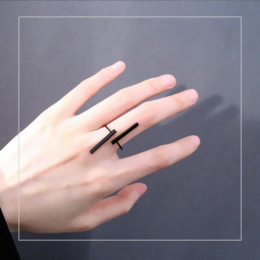 Creative simple opening double word geometric ring men and women ring open ring tail ring