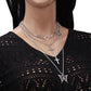 Jewelry diamond-encrusted little angel rose necklace accessories peach heart wings pendant necklace set chain