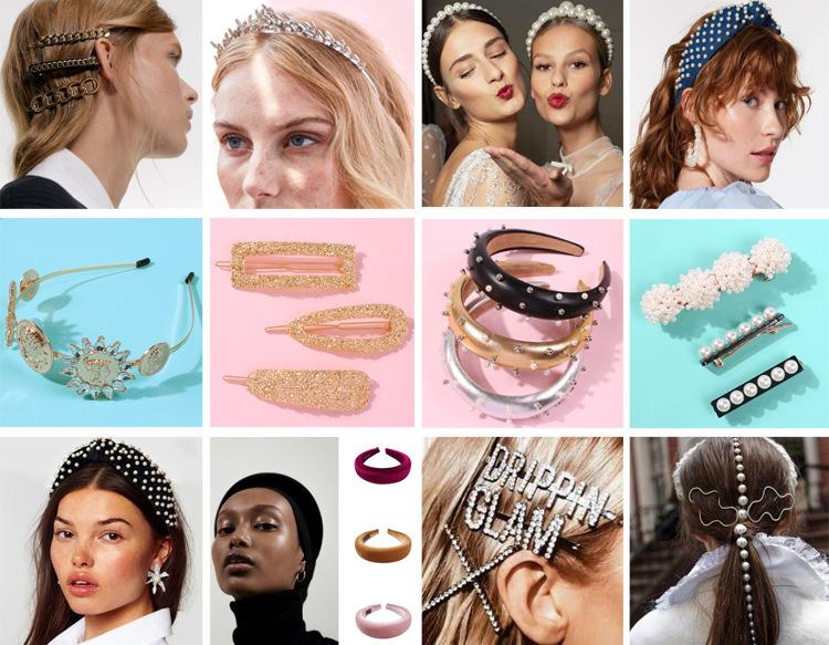 F122 street shooting with the same fashion color diamond clip five-piece hair accessories set hair clip