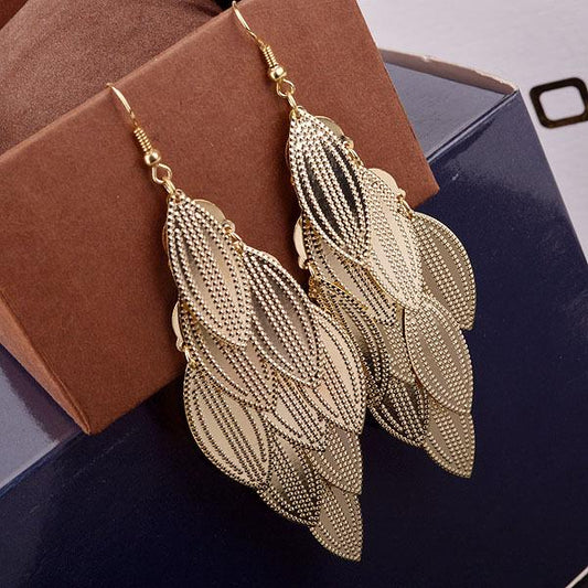 Popular Personality Speckle Texture Multi-layer Leaf Earrings Earrings Jewelry for Women