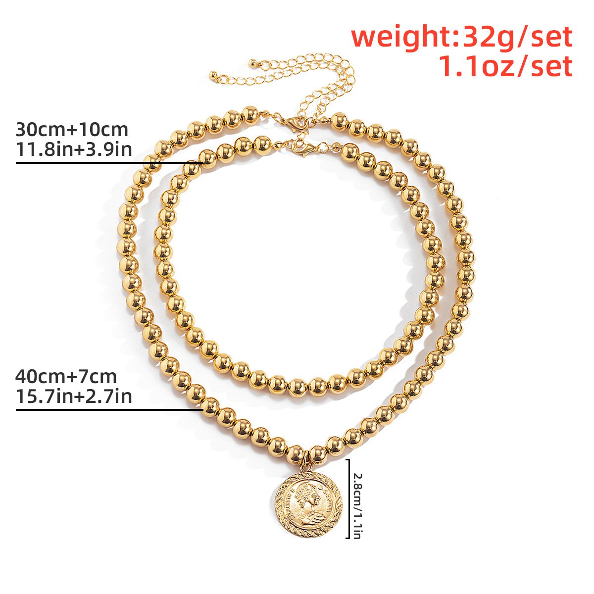 Jewelry Temperament Simple Imitation Pearl Set Necklace Personality Hip Hop Bead Chain Portrait Necklace