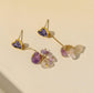 Fashion heart-shaped cute purple gravel earrings temperament long heart tassel rough stone ladies earrings jewelry