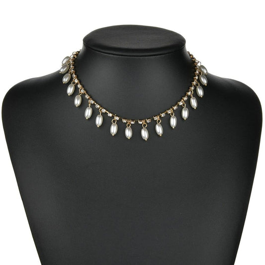 Accessories Boho Pearl Necklace Fashion Rhinestone Clavicle Chain Women Jewelry