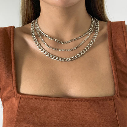 Jewelry Hip Hop Punk Geometric Metal Chain Necklace Retro Trend Ball Chain Clavicle Necklace