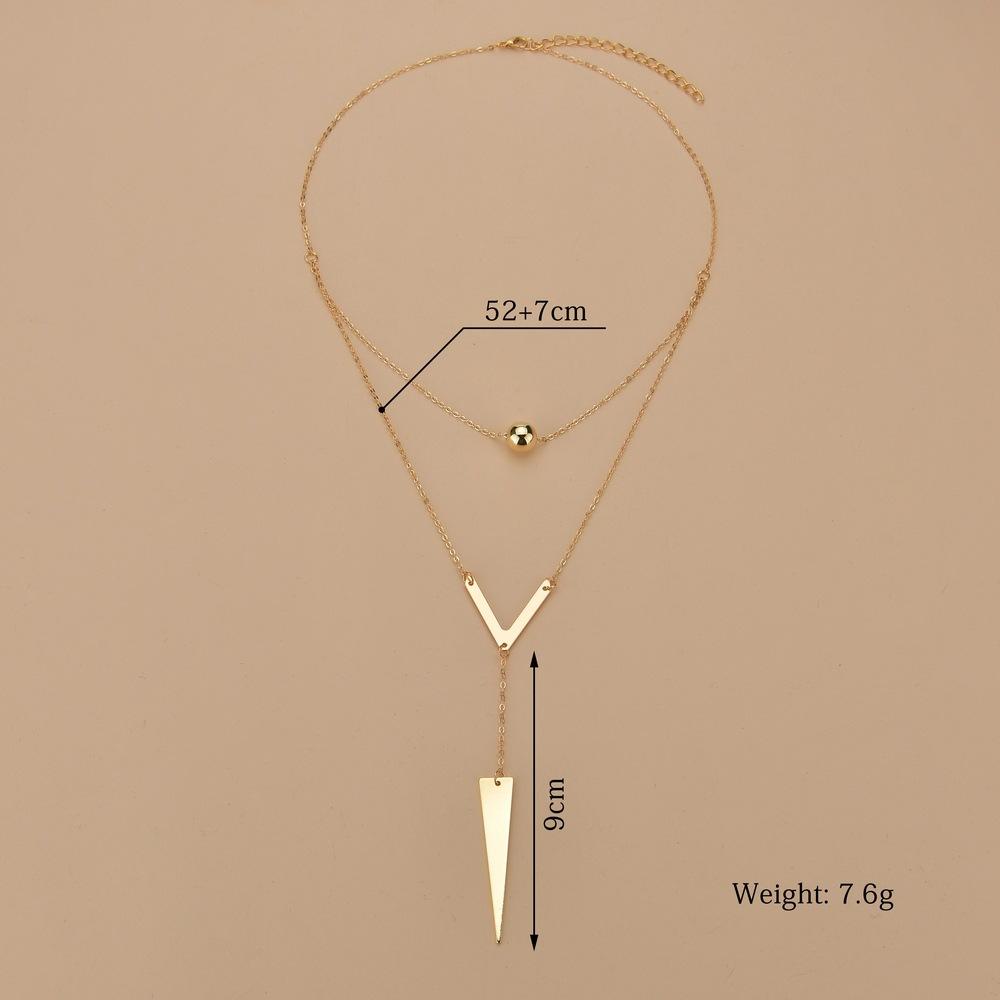 Jewelry Fashion Sexy Small V Letter Tassel Iron Triangle Necklace Double Layer Necklace