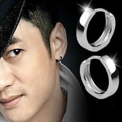 Fashion silver-plated round unisex earrings simple personality ear buckle Taobao jewelry