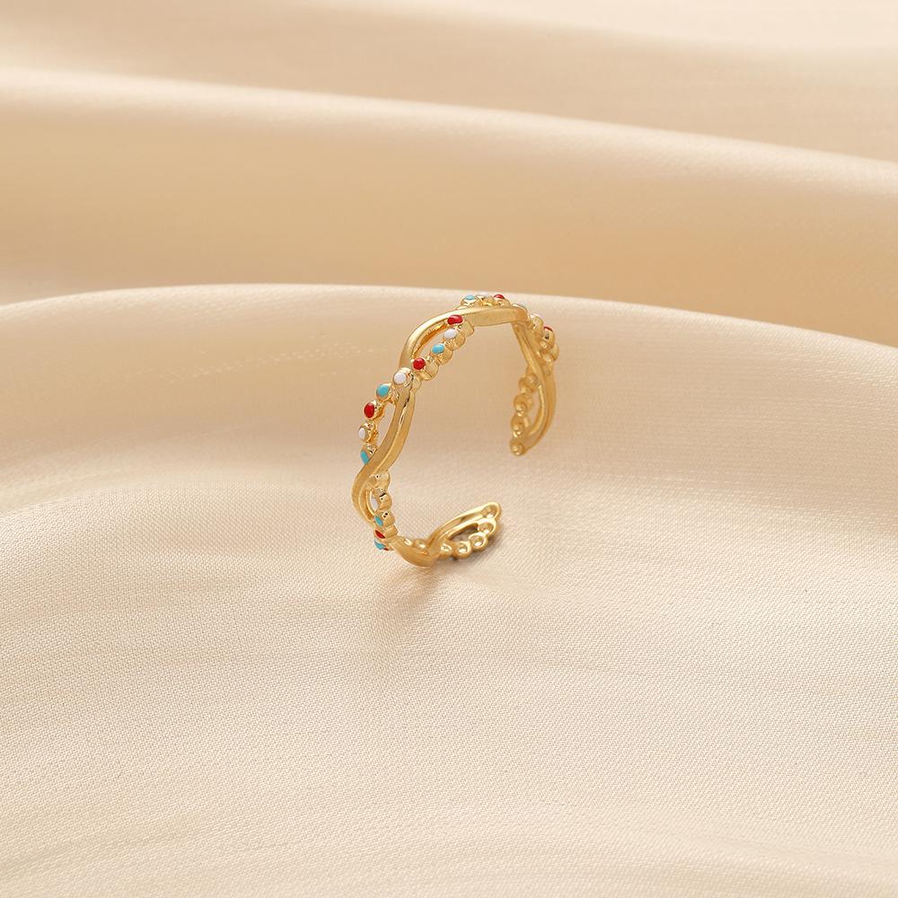 ins personality simple little princess candy color stainless steel opening adjustable color dot cross ring female