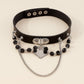 N1775 Gothic choker necklace PU leather love chain exaggerated punk necklace