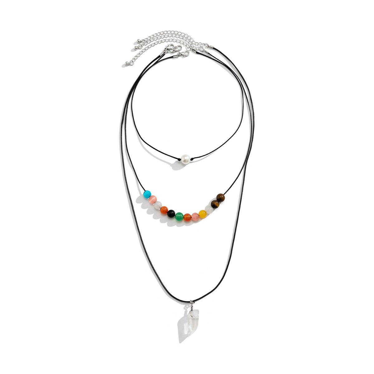 Jewelry Ethnic Color Beaded Long Sweater Chain Niche Imitation Crystal Stacked Xingyue Necklace