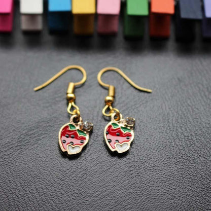 Summary of fruit series earrings drop oil drop diamond strawberry watermelon pineapple banana earrings