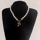 Jewelry choker bow pendant imitation pearl beaded necklace ins explosion