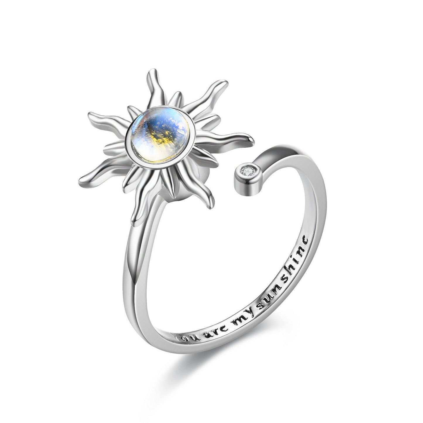Explosive style rotating living mouth zircon ring anti-anxiety decompression ring female jewelry