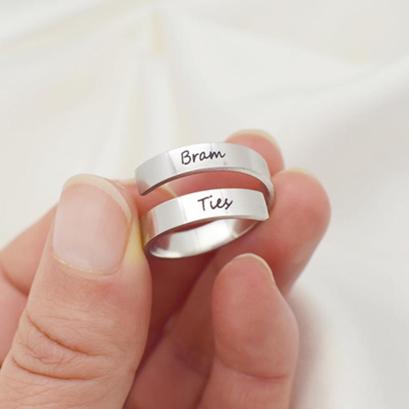 Stainless steel name custom ring DIY English letter marking lettering ring