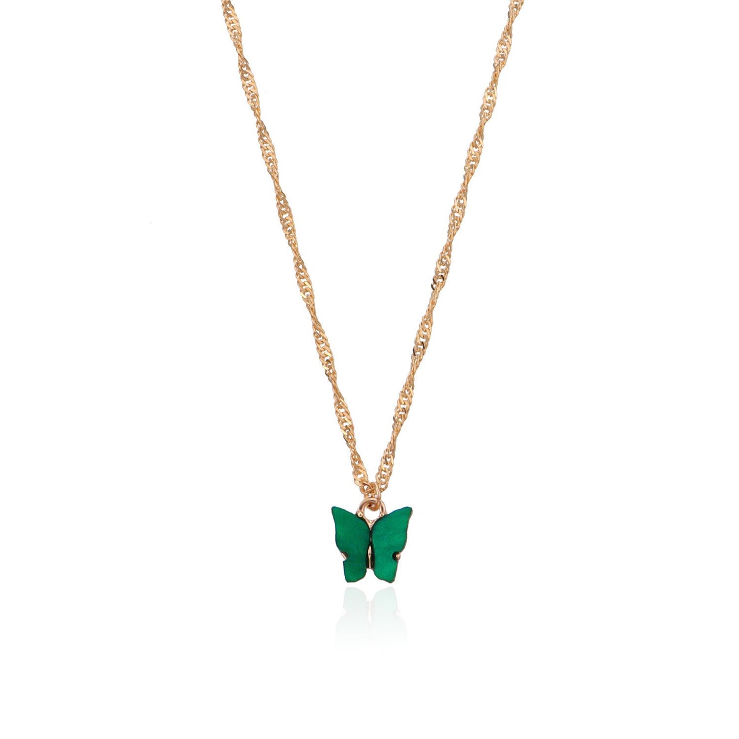 Jewelry Acrylic Colorful Butterfly Pendant Necklace Ladies Geometric Simple Hemp Rope Chain Necklace