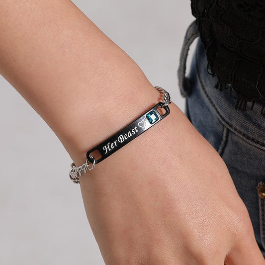 Lettering Bracelet Trend Fashion Simple Crown Couple Diamond Bracelet