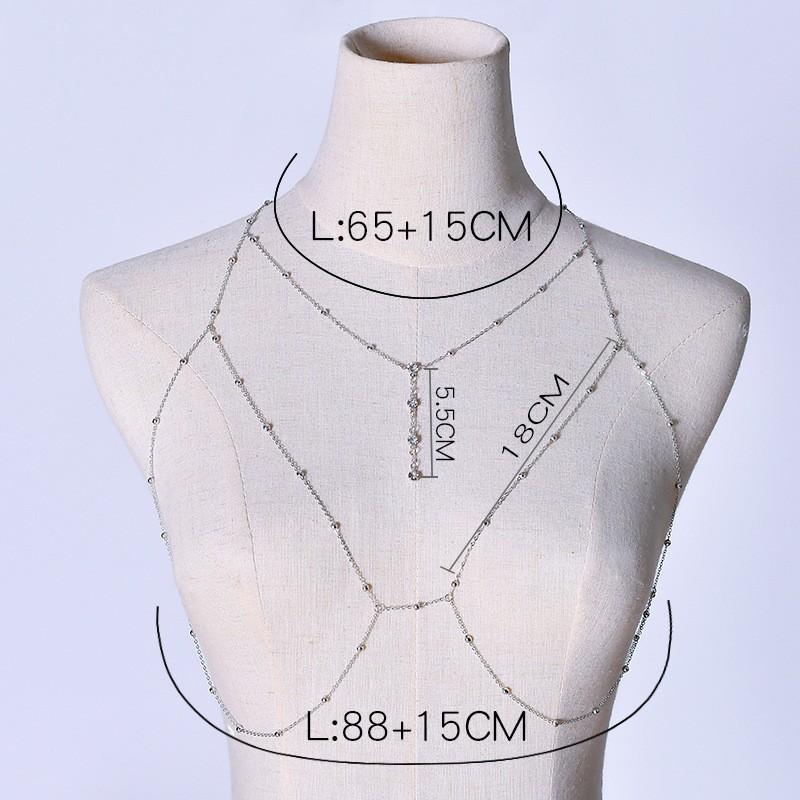 Sexy Exaggerated Beach Casual Body Clothing Chain Necklace Flash Diamond Pendant Tassel Necklace Chest Chain Necklace Female