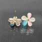 Cute Opal Flower Earrings Female Five Petal Flower Small Fresh Earrings Amoy Mixed Batch