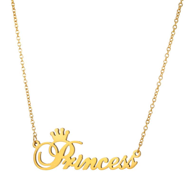 Jewelry Personality Princess English Letter Necklace Simple Ladies Crown Princess Clavicle Chain